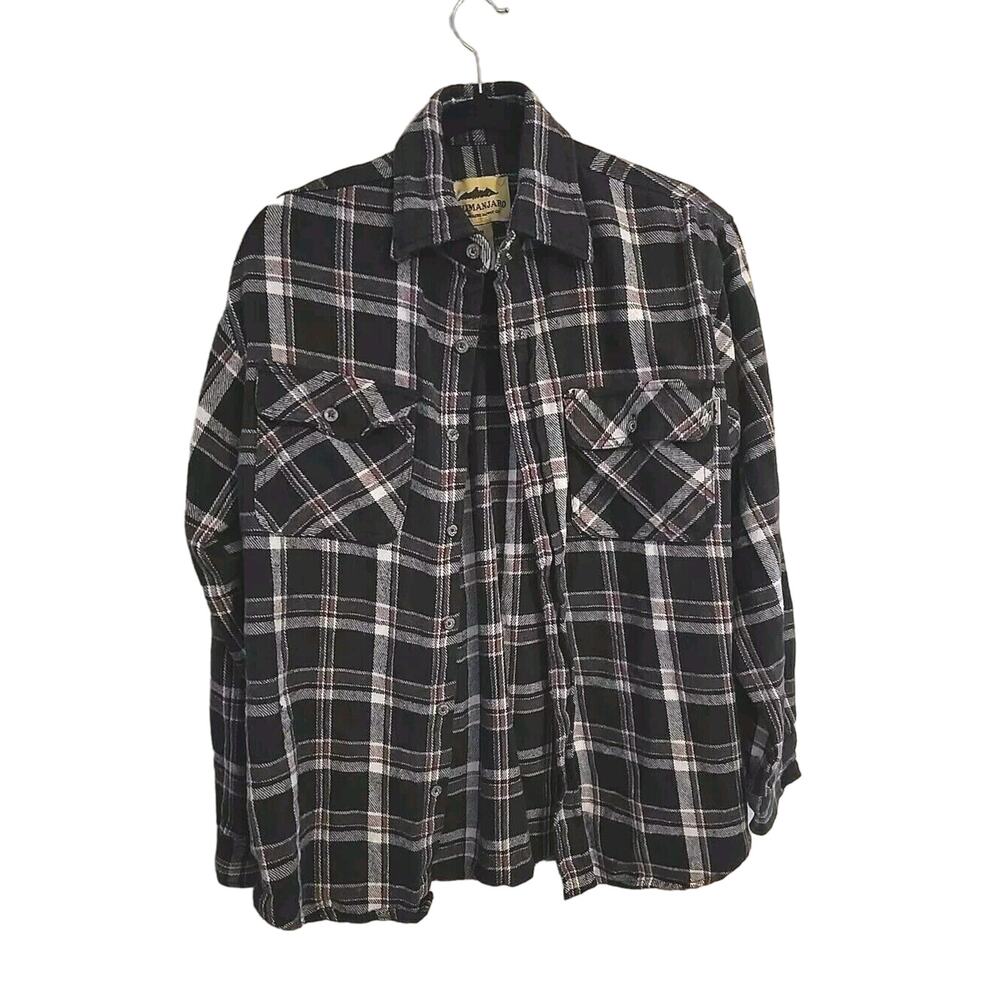Kilimanjaro Blue Plaid Flannel Long Sleeve Button Down‎ Shirt Men's Size Medium